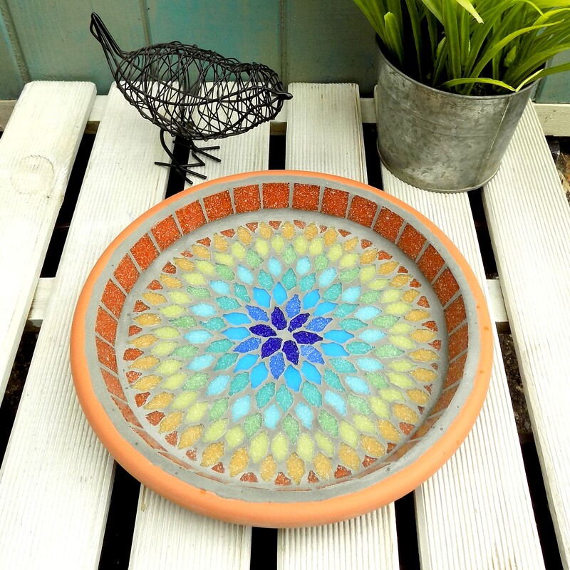 Mosaic Garden Bird Bath