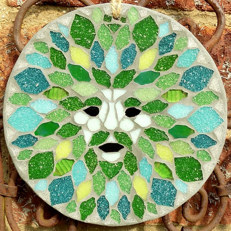 Green Man Hanging Mosaic Garden Ornament